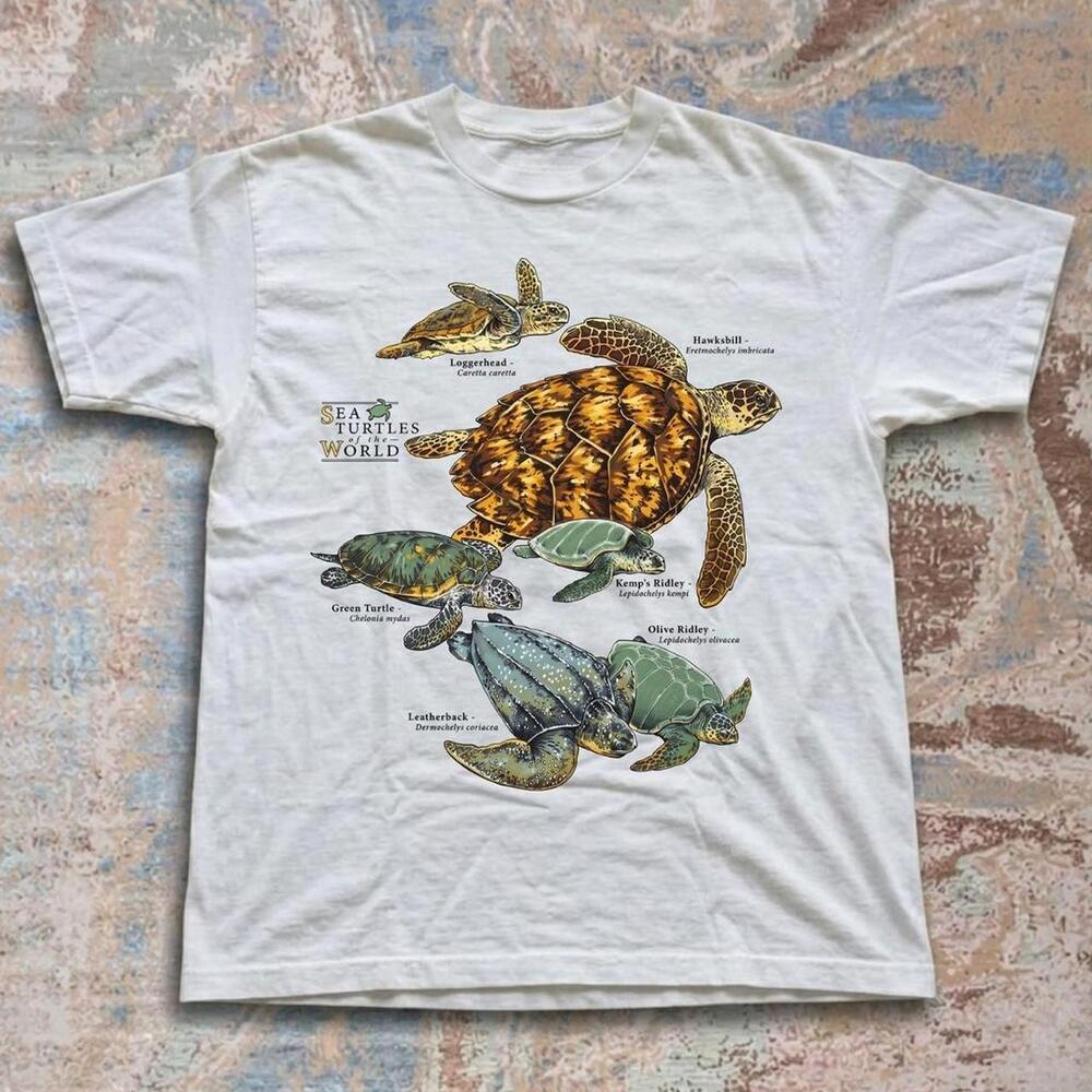 Sea Turtles World White Graphic Tee
